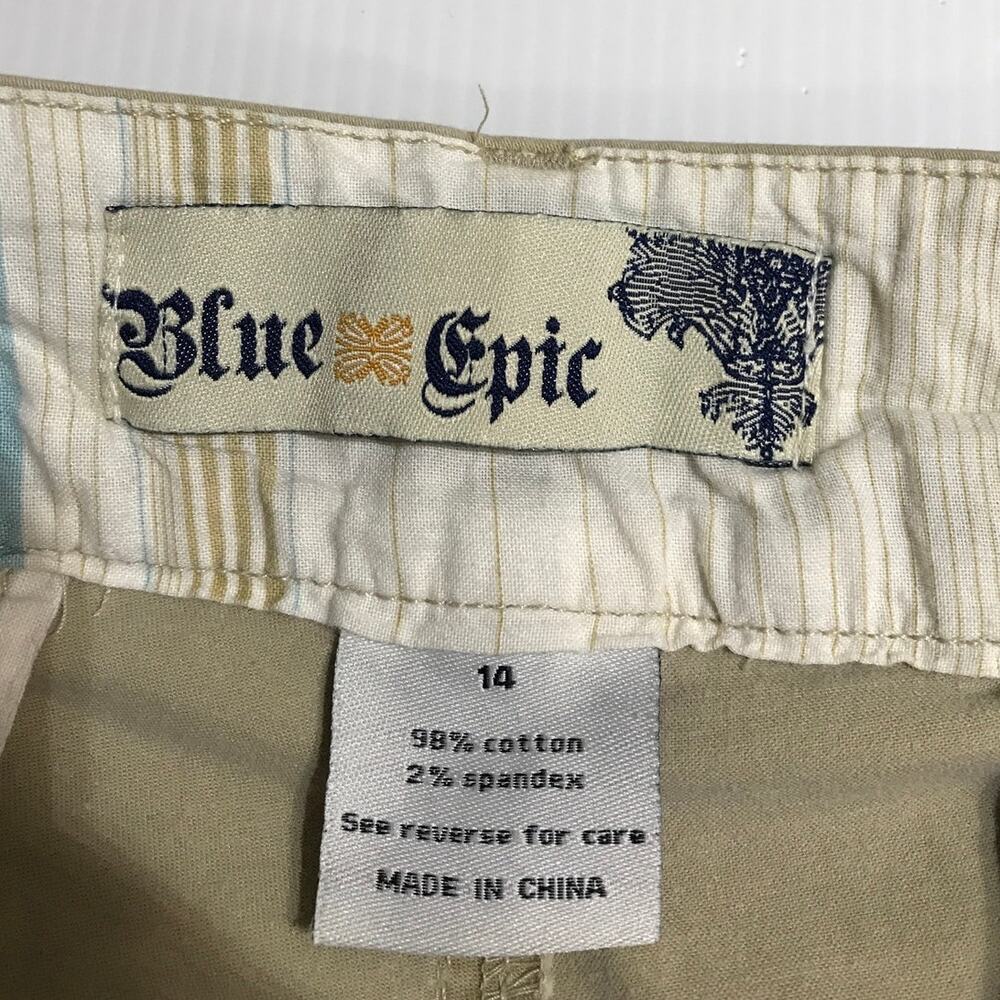 Blue Epic Khaki Tan stretch Twill Utility Chino Bermuda Shorts Women 14 - Picture 8 of 9